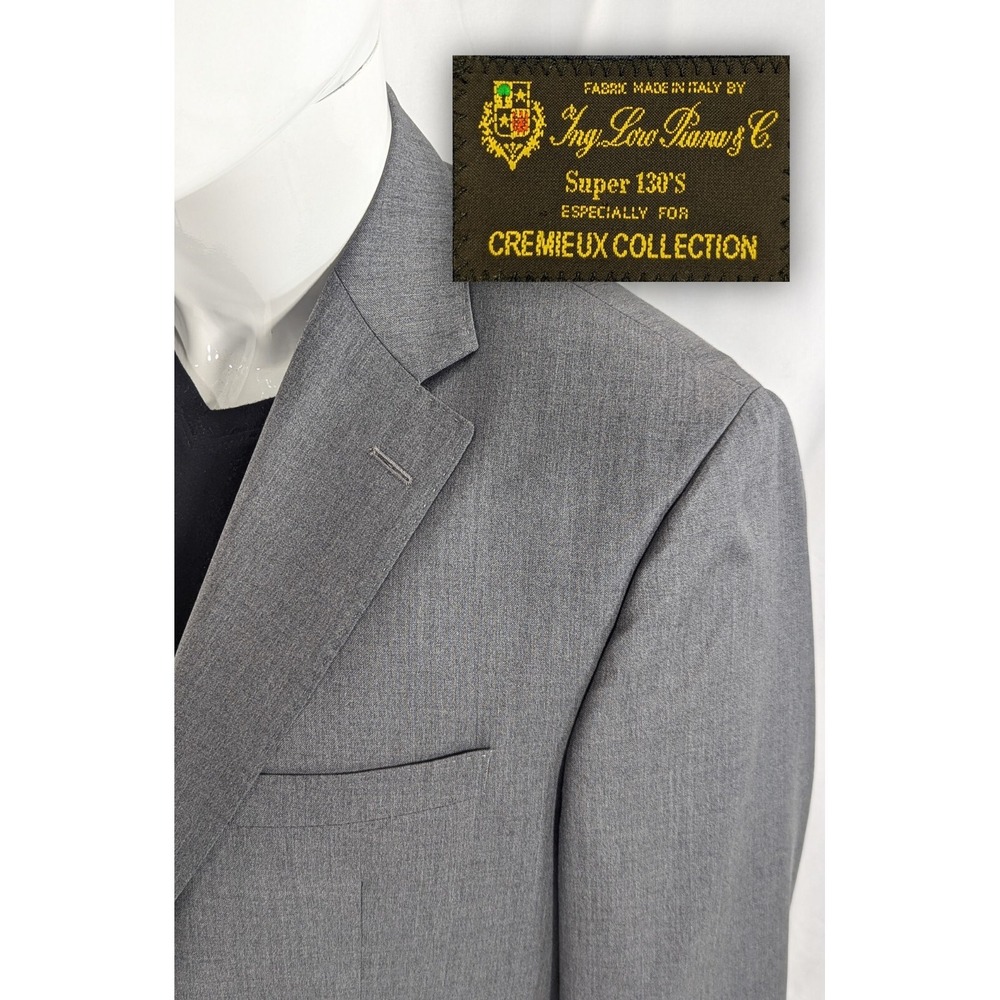 Daniel Cremieux Blazer‎ Sport Suit Jacket Loro Piana 42S 46" Gray Crosshatch EUC